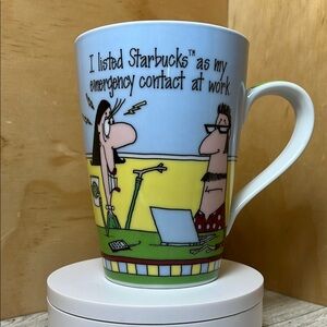 Vintage Quirky mug with a fun Starbucks-themed cartoon